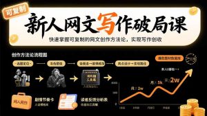 新人网文写作破局课：快速掌握可复制的网文创作方法论，实现写作创收-LH资源分享网