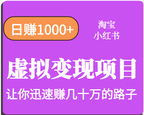 淘宝OR小红书虚拟变现，日赚1000+，多账号操作年收入几十W不等-LH资源分享网