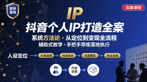 抖音个人IP系统落地实操大课，实操课程，辅助落地-LH资源分享网