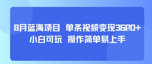 8月AI蓝海项目，单条视频变现1k+ 小白可玩 操作简单易上手-LH资源分享网