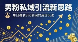 男粉私域引流新思路，单日稳收8张利润的变现玩法-LH资源分享网