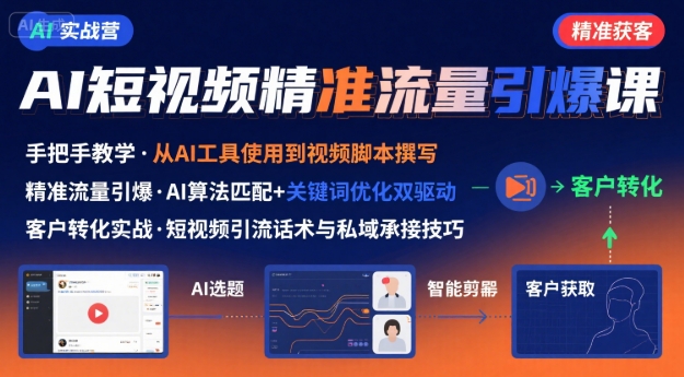 AI+短视频引爆精准客户实战营，手把手教你引爆Ai短视频精准流量-LH资源分享网