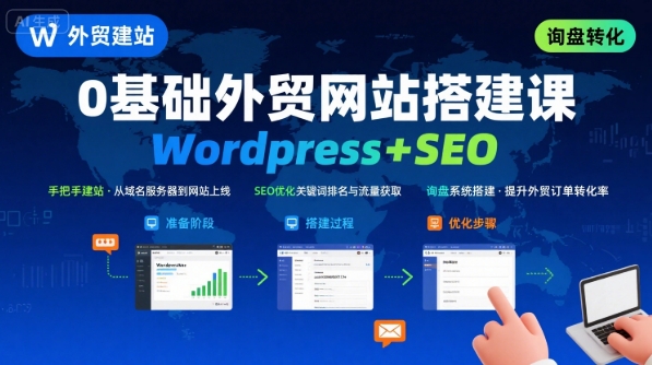 WordPress外贸建站+SEO优化课程，手把手教你从0到1搭建可获得询盘的外贸网站-LH资源分享网