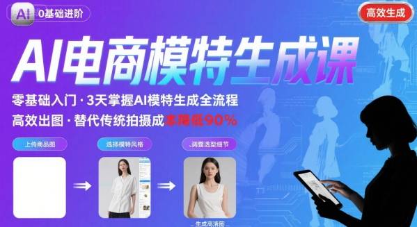 AI模特进阶课程，0基础高效生成逼真电商模特图-LH资源分享网