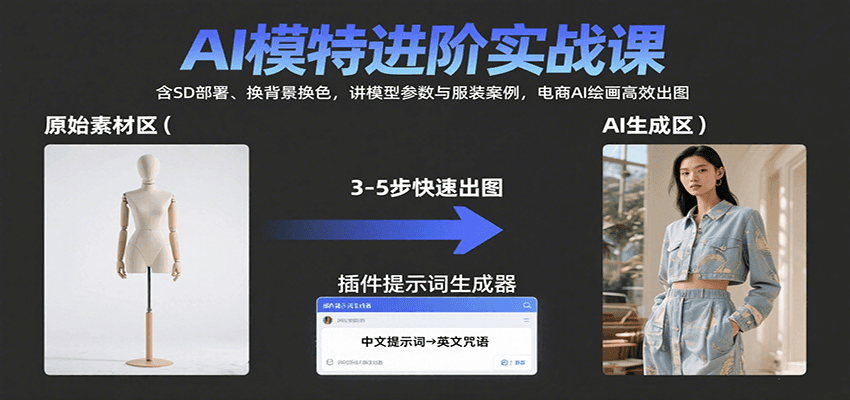 AI模特进阶实战课：含SD部署、换背景换色，讲模型参数与服装案例，电商AI绘画高效出图-LH资源分享网