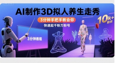 Ai制作3D拟人养生走秀，3分钟手把手教会你，快速起千粉万粉号-LH资源分享网