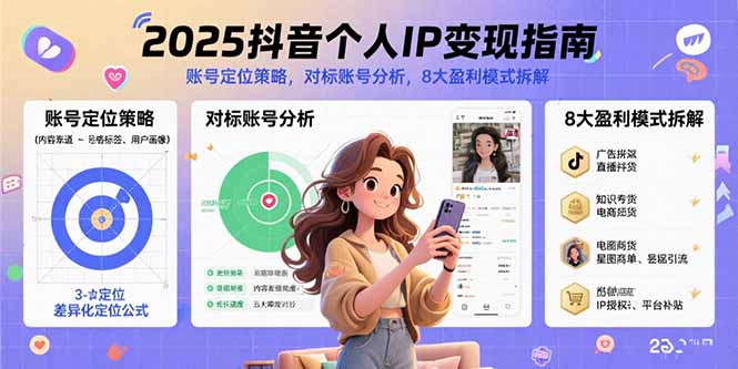 2025抖音个人IP变现指南，账号定位策略，对标账号分析，8大盈利模式拆解-LH资源分享网