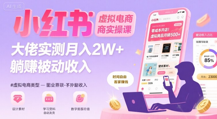 小红书虚拟电商，大佬实测月入2W+，实现被动收入-LH资源分享网