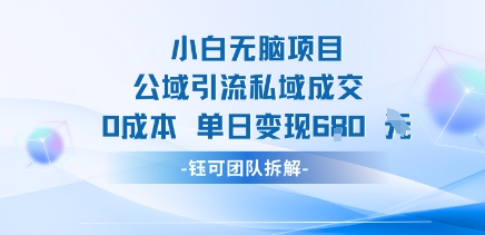 小白无脑项目公域引流私域成交0成本单日变现680米-LH资源分享网