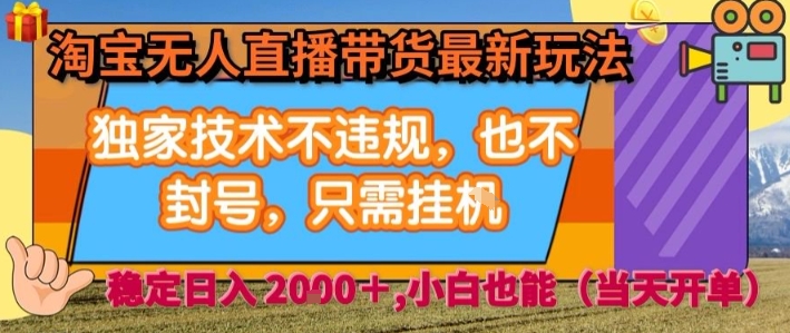 淘宝无人直播带货最新玩法，独家技术不违规，也不封号，全自动运行，只需挂着， 稳定日入2k【揭秘】-LH资源分享网
