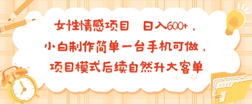 女性情感项目 小白制作简单一台手机可做 项目模式后续自然升大客单 日入6张-LH资源分享网