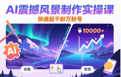 AI震撼风景制作实操课，快速起千粉万粉号-LH资源分享网