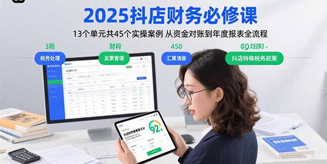 2025抖店财务必修课：13个单元共45个实操案例 从资金对账到年度报表全流程-LH资源分享网