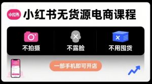 小红书无货源电商课程，不拍摄不露脸不用囤货，一部手机即可开店-LH资源分享网