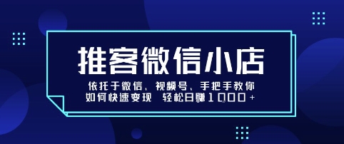 推客微信小店依托于微信、视频号，手把手教你如何快速变现 轻松日入1k+【揭秘】-LH资源分享网