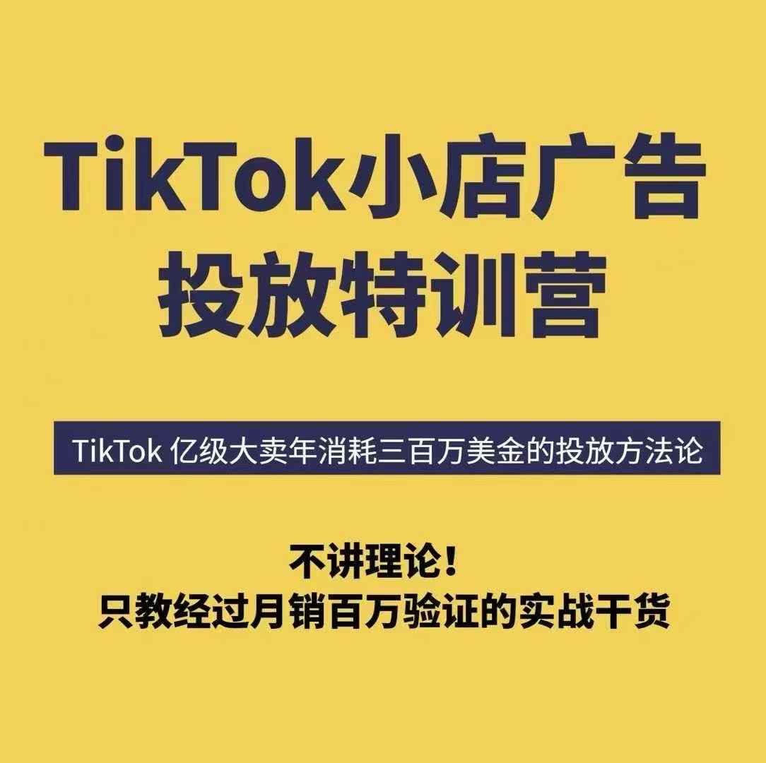 TikTok小店广告投放特训营，6天破局计划专治各种“投不动”，教你经过月销百万验证的实战干货-LH资源分享网