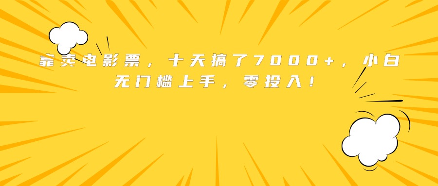 靠卖电影票，十天搞了7000+，小白无门槛上手，零投入！-LH资源分享网