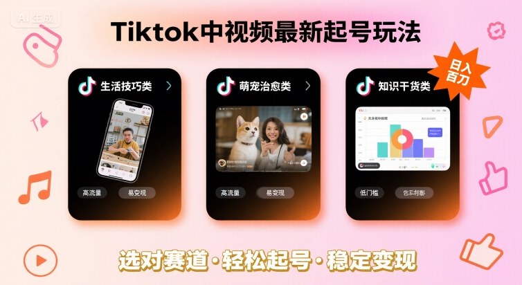 Tiktok中视频最新起号玩法，想要日入百刀，做好这几个赛道就可以了-LH资源分享网