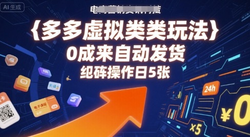 多多虚拟类目玩法，0成本全自动发货，矩阵操作日5张-LH资源分享网