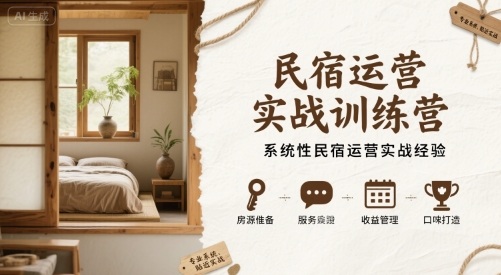 民宿运营实战训练营，系统性民宿运营实战经验-LH资源分享网