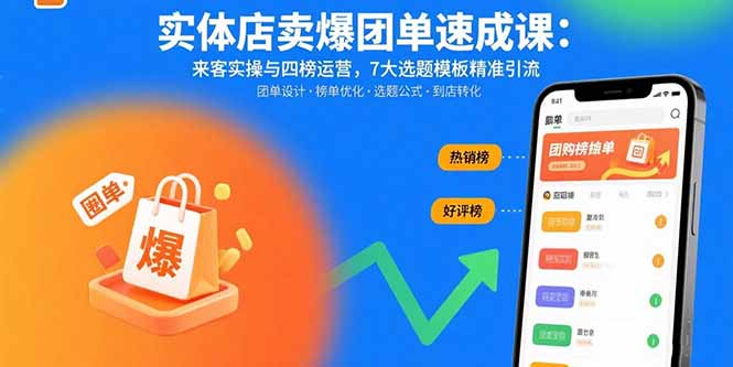 实体店卖爆团单速成课：来客实操与四榜运营，7大选题模板精准引流-LH资源分享网