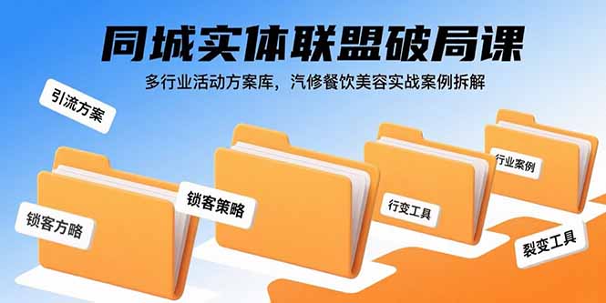 同城实体联盟破局课，多行业活动方案库，汽修餐饮美容实战案例拆解-LH资源分享网