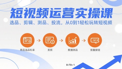 短视频运营实操课，选品、剪辑、测品、投流，从0到1轻松玩转短视频-LH资源分享网