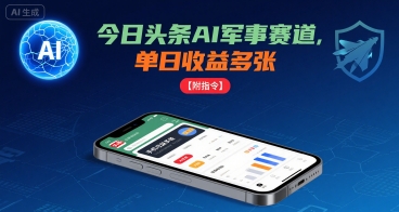 今日头条AI军事赛道，单日收益多张 ，手机可做【附指令】-LH资源分享网
