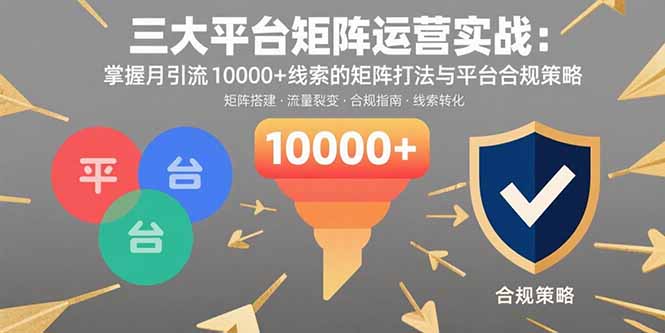 三大平台矩阵运营实战：掌握月引流10000+线索的矩阵打法与平台合规策略-LH资源分享网