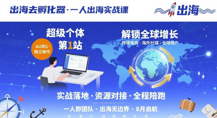 出海去孵化器，一人出海实战课，超级个体第1站，解锁全球增长-LH资源分享网
