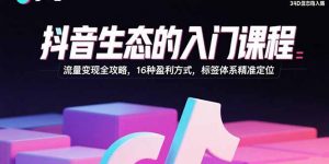 抖音生态的入门课程：流量变现全攻略，16种盈利方式，标签体系精准定位-LH资源分享网