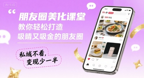 朋友圈美化课堂，教你轻松打造，吸睛又吸金的朋友圈，私域不看，变现少一半-LH资源分享网