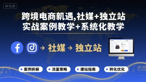 跨境电商新机遇，社媒+独立站，实战案例教学+系统化教学-LH资源分享网