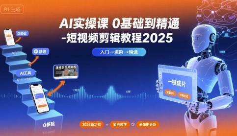 AI实操课0基础到精通-短视频剪辑教程2025-LH资源分享网