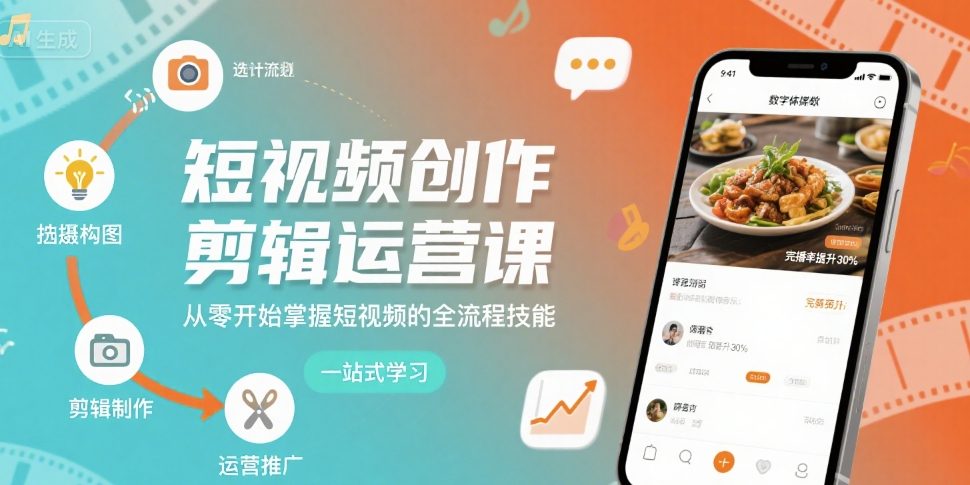 短视频创作剪辑运营课，从零开始掌握短视频的全流程技能-LH资源分享网