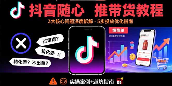抖音随心推带货教程：拆解过审难/转化差/不出单 等常见问题 实现高效带货-LH资源分享网