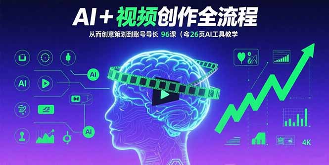 AI+短视频创作全流程：从创意策划到账号增长，96节课(含26项AI工具教学-LH资源分享网
