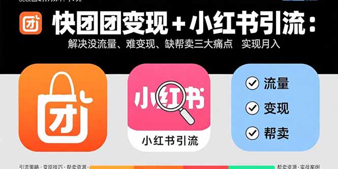 快团团变现+小红书引流：解决没流量、难变现、缺帮卖三大痛点 实现月入3w+-LH资源分享网