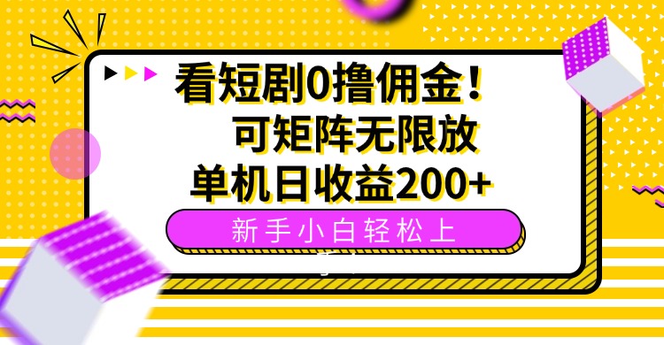 看短剧0撸佣金，可矩阵无限放大，单机日收益200+，新手小白轻松上手！-LH资源分享网