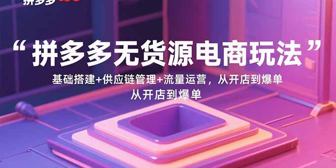 拼多多无货源电商玩法：基础搭建+供应链管理+流量运营，从开店到爆单-LH资源分享网