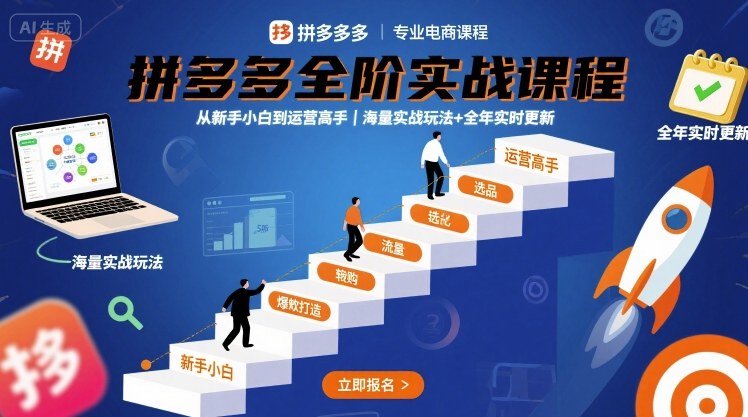 拼多多全阶实战课程，从新手小白到运营高手，海量实战玩法+全年实时更新【2025年9月更新】-LH资源分享网