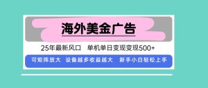 最新海外广告美金，全自动挂机，单机单日500+，可矩阵放大，新手小白轻…-LH资源分享网