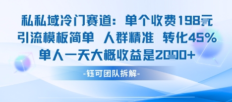 私域冷门赛道单个收费198米引流模板简单人群精准 45%的转化率单人一天大概收益多张-LH资源分享网