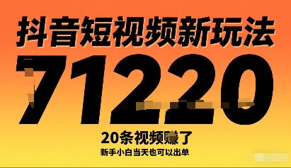 抖音短视频新玩法，20条视频挣了1w+，新手小白当天也可以出单-LH资源分享网