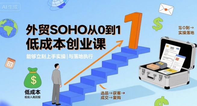 外贸SOHO从0到1低成本创业课，能够立刻上手实操与落地执行-LH资源分享网