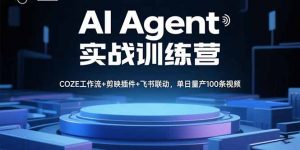 AI Agent实战训练营,COZE工作流+剪映插件+飞书联动,单日量产100条视频-LH资源分享网