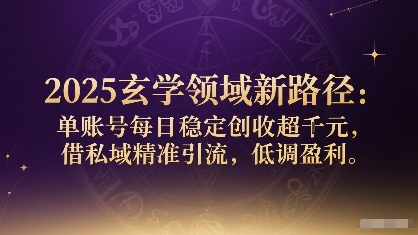 2025玄学领域新路径：单账号每日稳定创收1k+，借私域精准引流，低调盈利-LH资源分享网