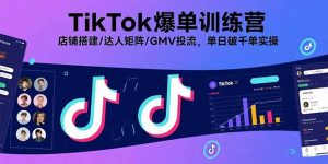 TikTok爆单训练营，店铺搭建/达人矩阵/GMV投流，单日破千单实操-LH资源分享网
