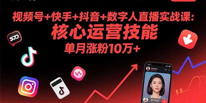 视频号+快手+抖音+数字人直播实战课(9月-LH资源分享网