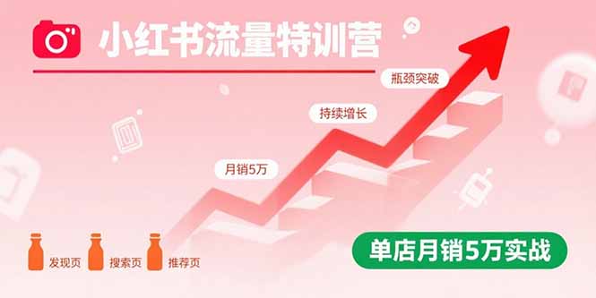 小红书流量特训营：突破流量瓶颈，实现店铺持续增长，单店月销5万实战-LH资源分享网